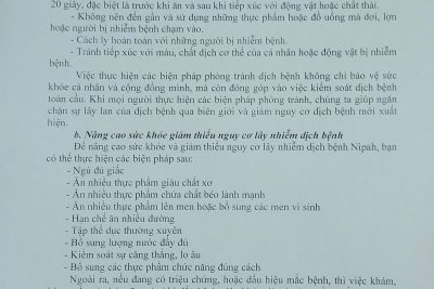 BÀI TUYÊN TRUYỀN VỀ DỊCH BỆNH DO VI RÚT NIPAH VÀ CÁC BIỆN PHÁP PHÒNG CHỐNG CHO CÁC BÉ.